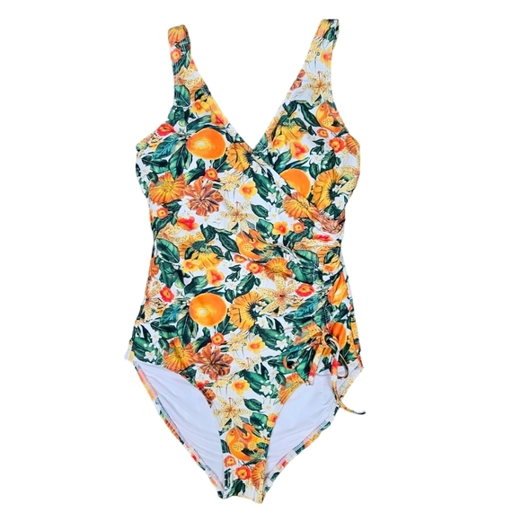 Nip Tuck Swim Joanne Citrus Blend Tummy Control Wrap One-Piece Swimsuit Size 4 - Picture 4 of 14